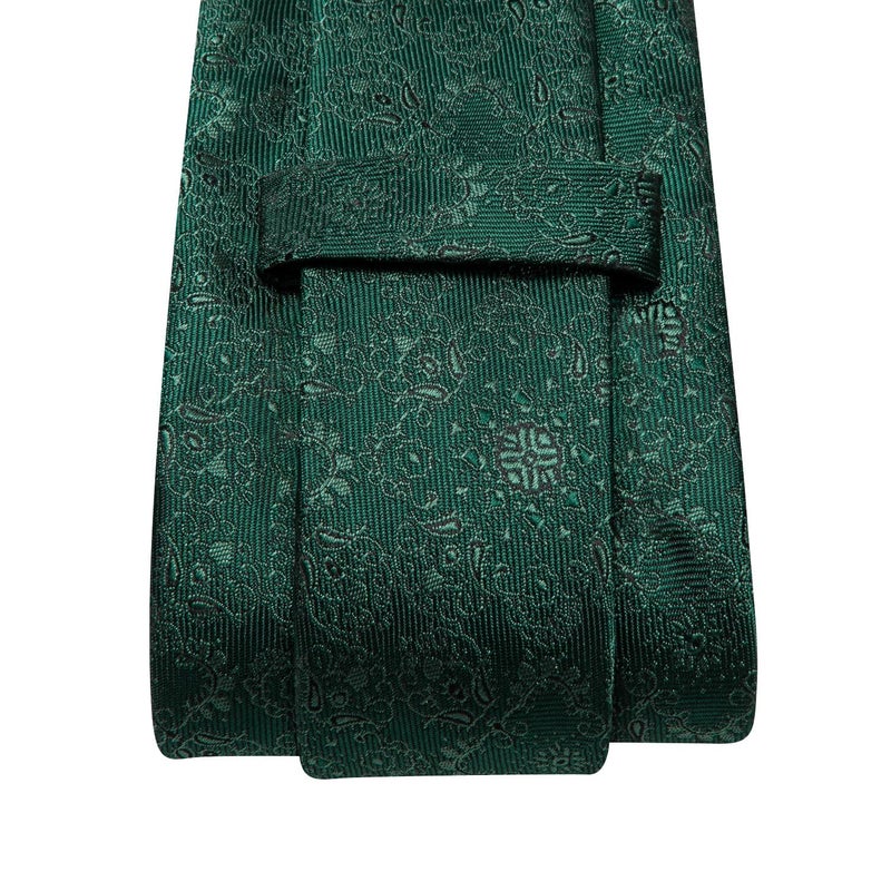 Dubulle Hunt Green Mens Paisley Floral Silk Tie for Men Striped Necktie and Pocket Square Cufflinks Set Wedding Business - Image 3